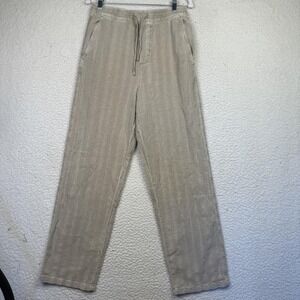 Zara Pants Mens Small Beige Textured Cotton Drawstring Relaxed Fit Casual Boho
